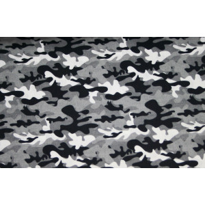10cm Baumwolldruck (feiner Popelin) Camouflage schwarz/grau  (Grundpreis € 12,00/m)